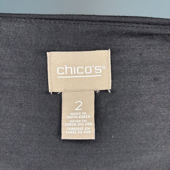 CHICO'S NEW Supremely Soft Triple Layer Top Womens L 3/4 Sleeve Black - Picture 8 of 8